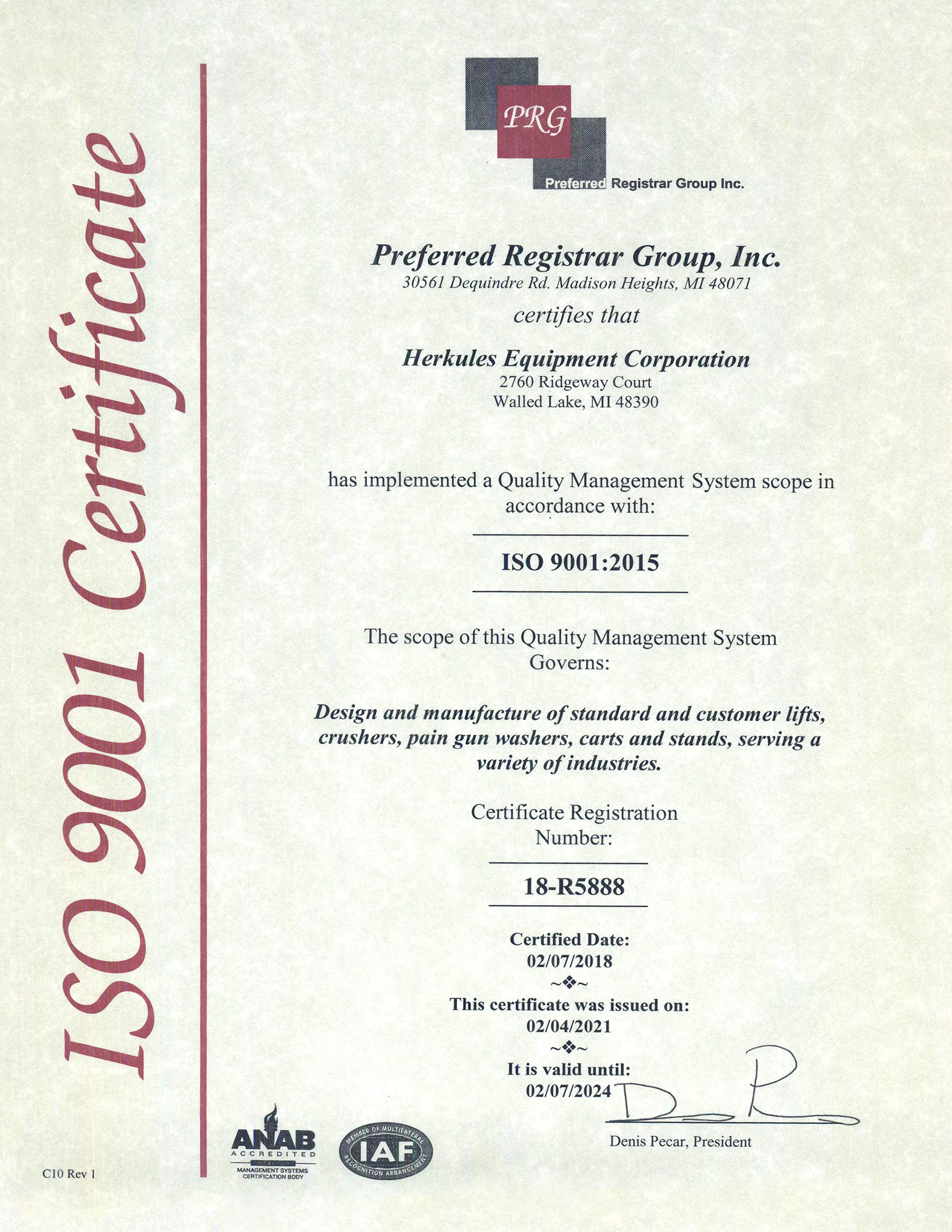 Herkules ISO Certification