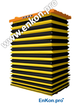 v1592-01-enkon-safety-skirt-extended-vertical-travel-triple-stacked-air-bag-actuated-scissor-lift-table